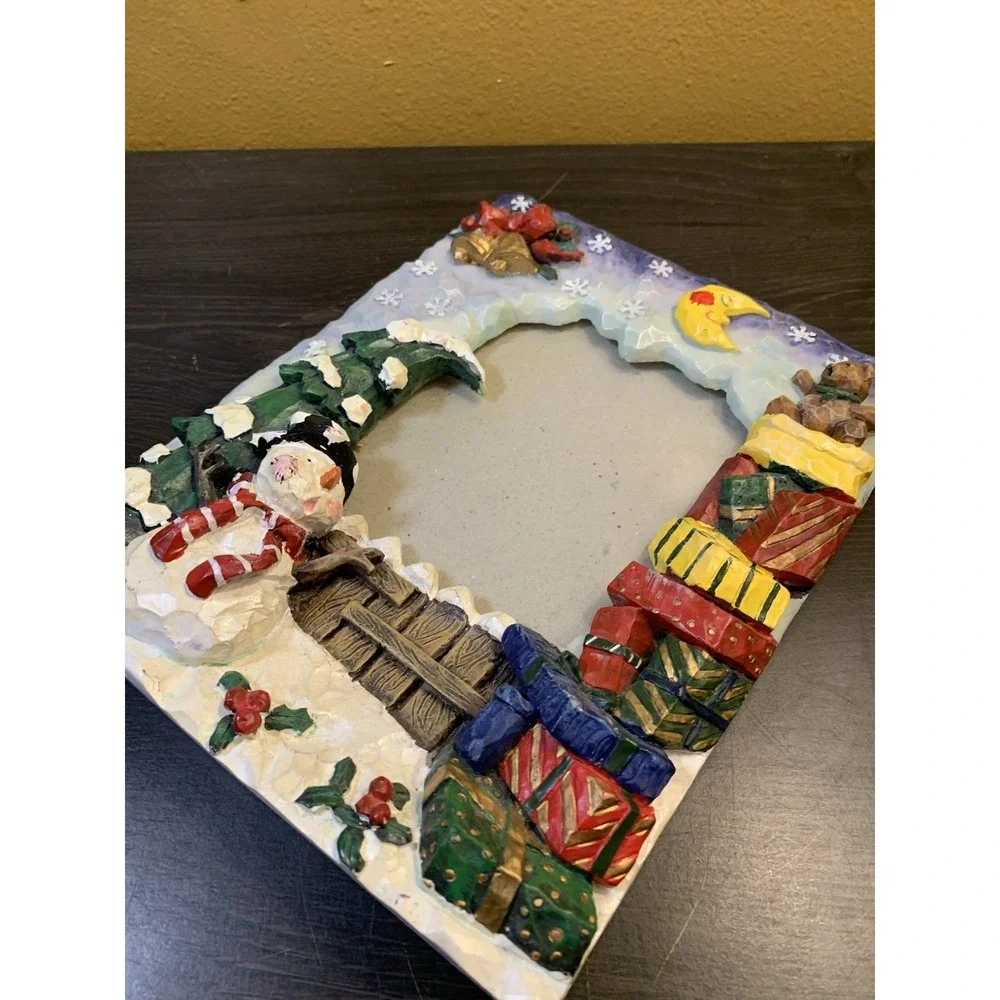 Vintage Figi Graphics Snowman Christmas Toys 4x4 Picture Frame